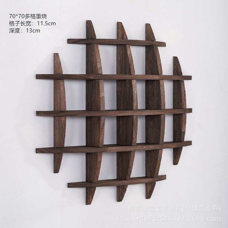 博古架实木中式挂墙茶杯架仿古多宝阁壁挂式置物架茶具摆架展示架