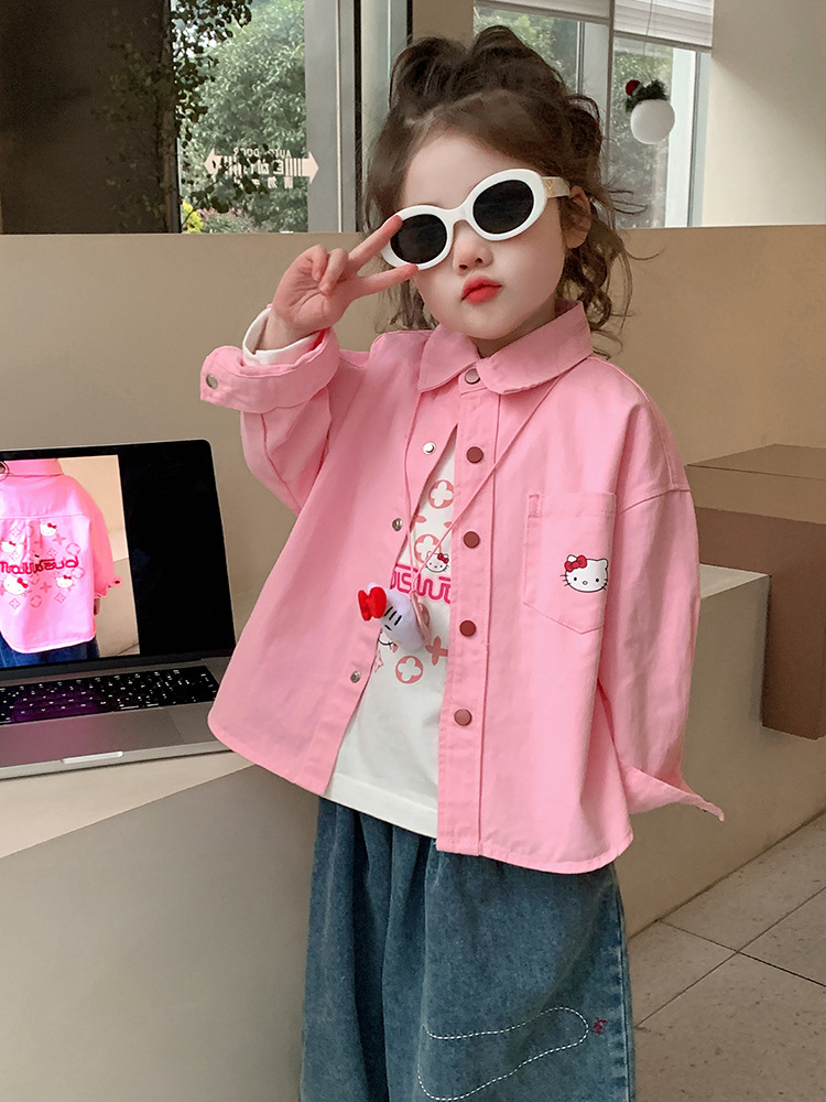 Camisas para niñas primavera y otoño 2025 nueva chaqueta de camisa delgada de estilo occidental para niñas