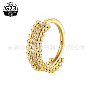 Manufacturers new earrings nose ring zircon G23 titanium material body piercing seamless jewelry earrings inlaid zircon F136