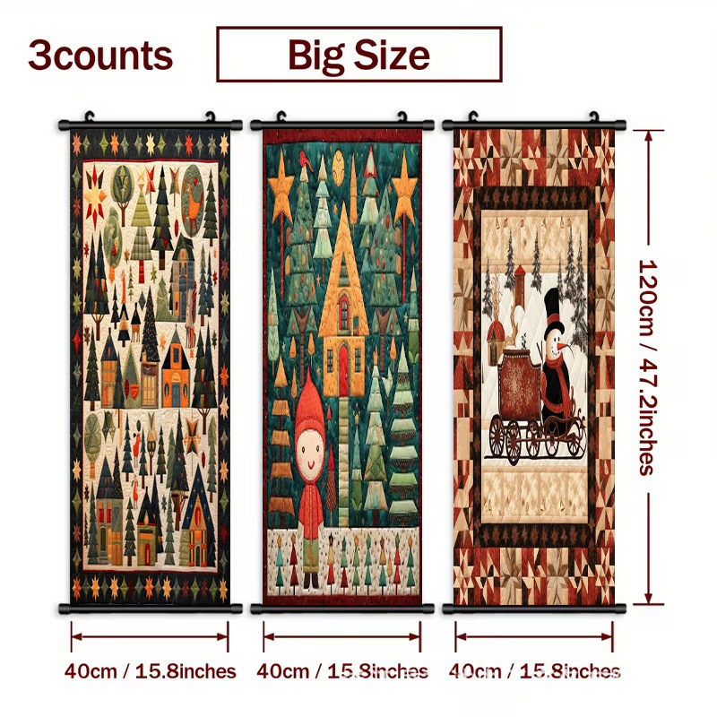 A Set of 3 Christmas Scenery Posters, Animated Snowman Theme, Ideal Holiday Gift