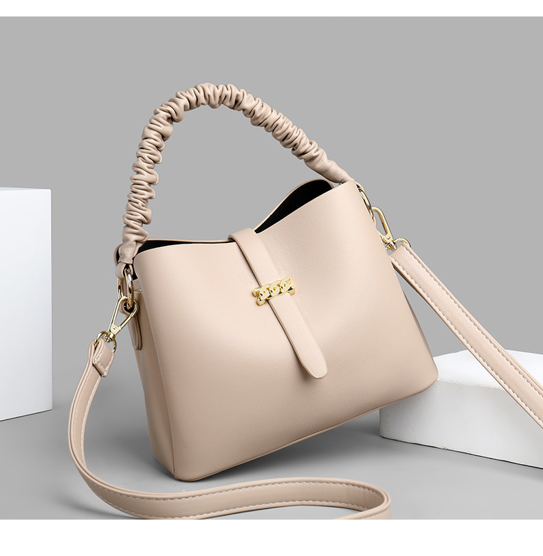 Trendy Bucket Bag Women's Bag Korean Style Shoulder Crossbody Niche Bag Texturized Soft Leather Handbag for Hand Bag_voghion.com