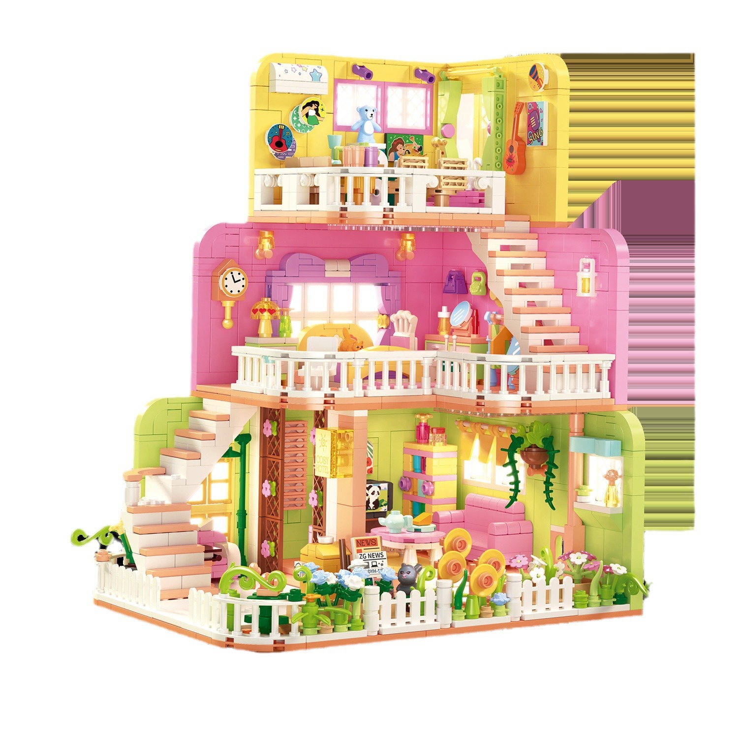 Zhegao mini 612016-17 casa cálida Mengle centro comercial modelo de bloques de construcción montaje de juguetes educativos para niñas