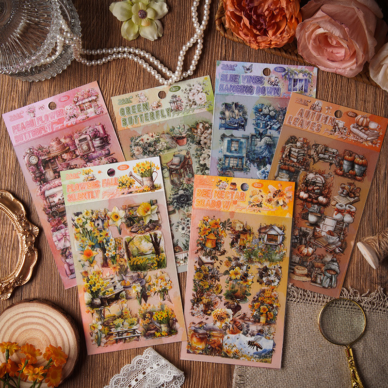 Cross-border Yueya Qingfeng Series Pegatinas de pet transparentes a prueba de agua Diario de bricolaje Decoración Collage Material Pegatinas