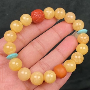 Live standard beeswax design bracelet green pine south red DIY chicken yellow raw ore beeswax hand jewelry niche