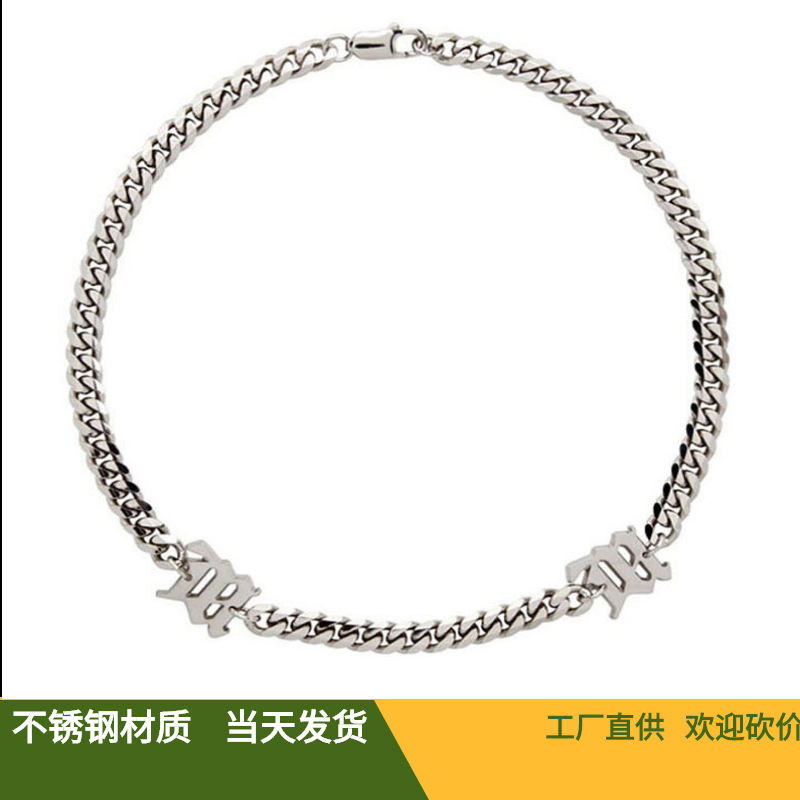 ins同款字母項鏈簡約潮流個性短款choker項鏈網紅嘻哈情侶鎖骨鏈