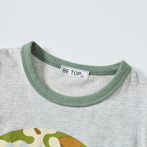 Children's Short Sleeve T-Shirt Summer Cartoon Camouflage Print Baby Top Baby Korean Style Round Neck Children's Clothing One-Time Delivery