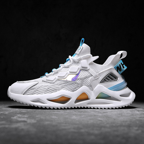 Cross-border plus-size men's shoes  spring new men's casual shoes breathable running shoes with sock mouth trendy men's shoes