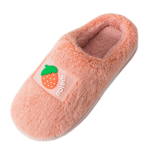New label soft imitation mink home children's cotton slippers warm parent-child shoes baby cute comfortable fur shoes winter