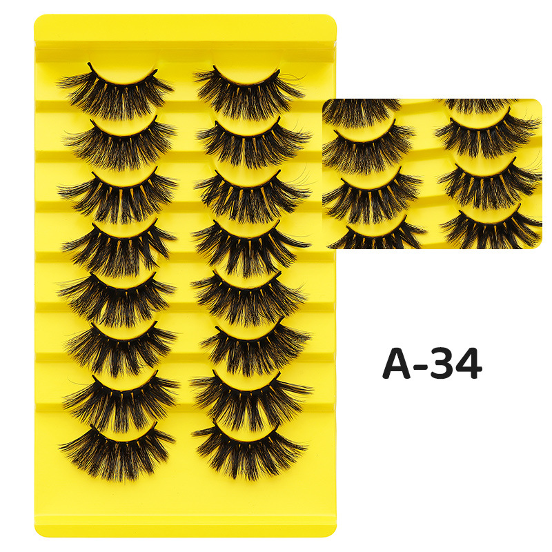 DINGSEN fuente transfronteriza fábrica pestañas falsas 8 pares de pestañas naturales gruesas de gran volumen LOGO