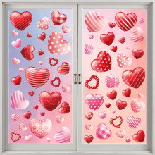 跨境亚马逊情人节波西米亚风爱心玻璃贴纸节日氛围装饰静电贴窗花