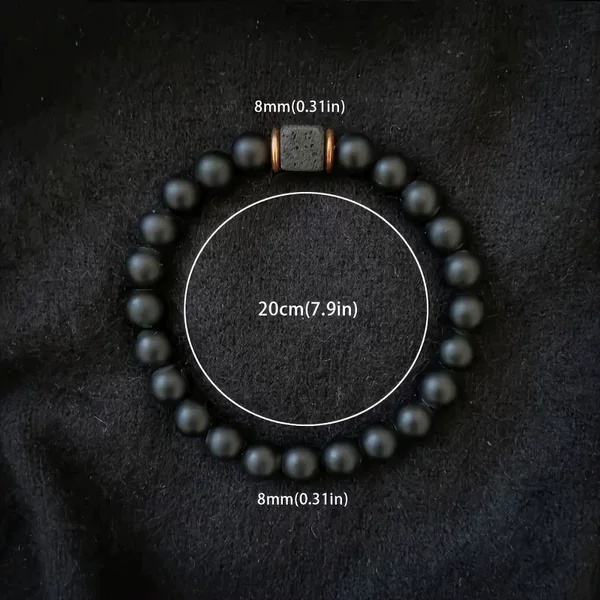 Cross-Border Popular Men's Volcanic Stone Bracelet Square Black Agate Fashionable Jewelry Suitable for Modern Gentlemen Wholesale