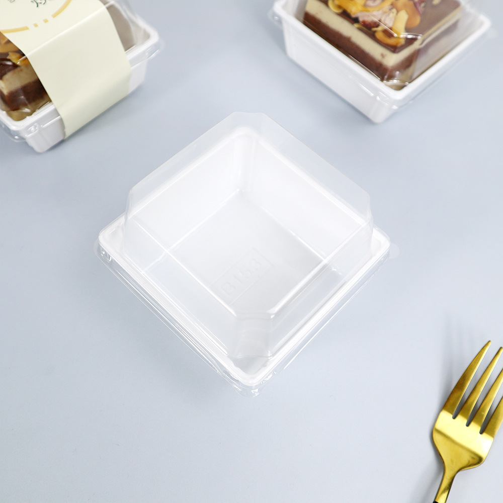 Caja de embalaje japonesa cuadrada de leche de coco congelada caja de tofu pan plástico transparente horneado blanco caja de embalaje de punto oeste