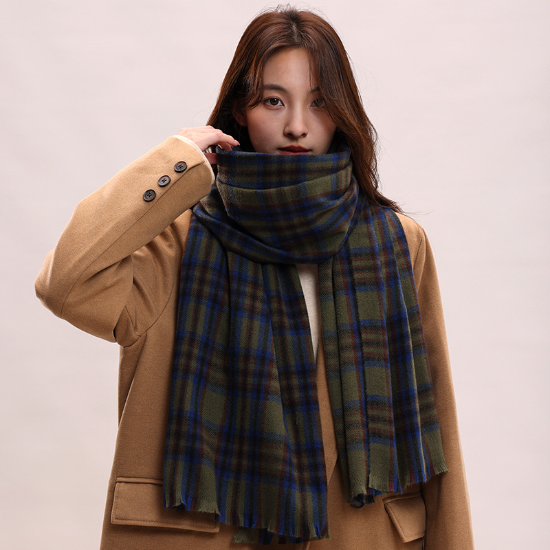 Korean version 2024 new women's autumn and winter warm shawl red checkered high-end atmosphere knitted thick scarf_voghion.com