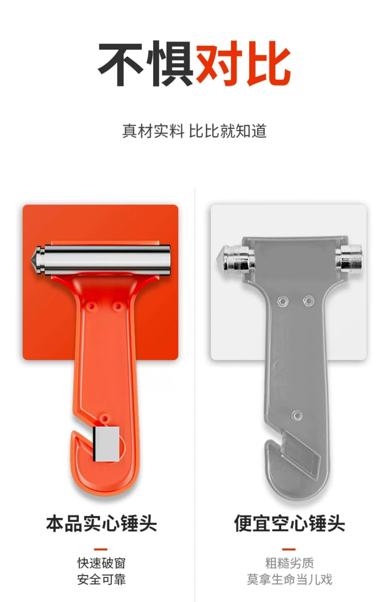 Car safety hammer, vehicle escape window breaker, life-saving hammer, car accessories, one-second glass breaker emergency device