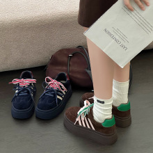 巨好看显脚小德训鞋女款真皮厚底板鞋2025新款爆款百搭运动休闲鞋