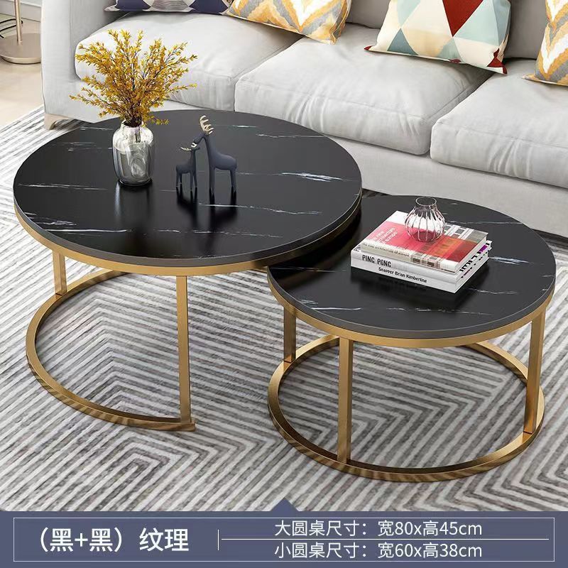 茶几轻奢现代小户型客厅家用圆形桌简约大理石is意式创意铁艺茶桌|undefined