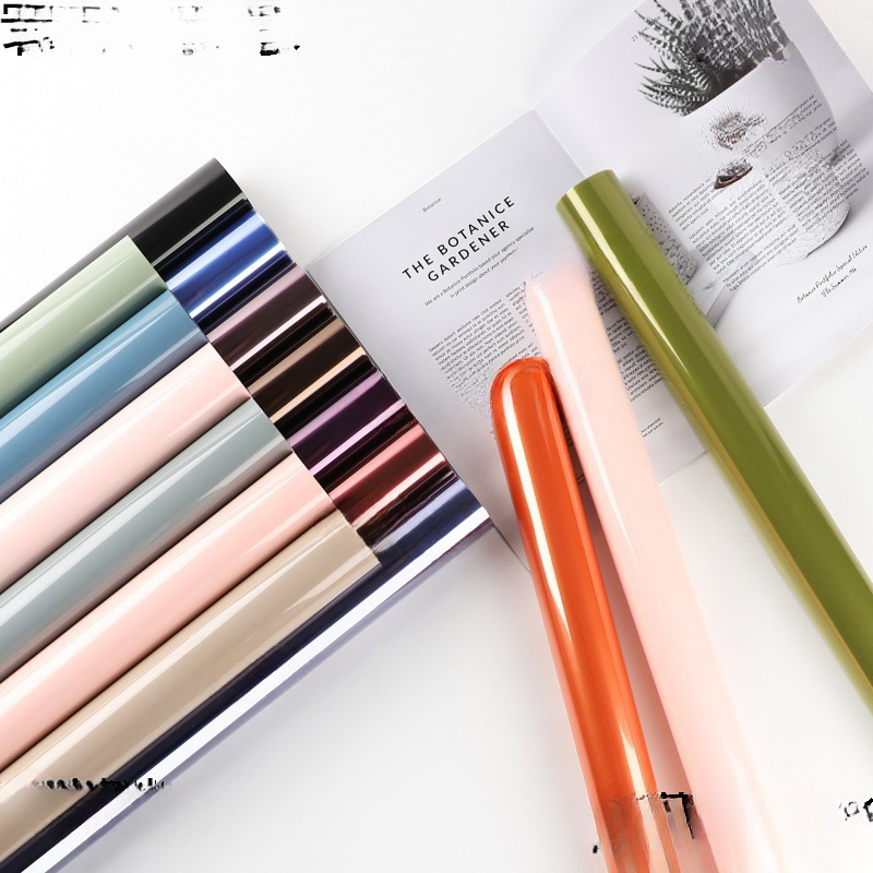 彩色果冻膜包花纸水晶纸透明玻璃纸防水鲜花包装材料花店用