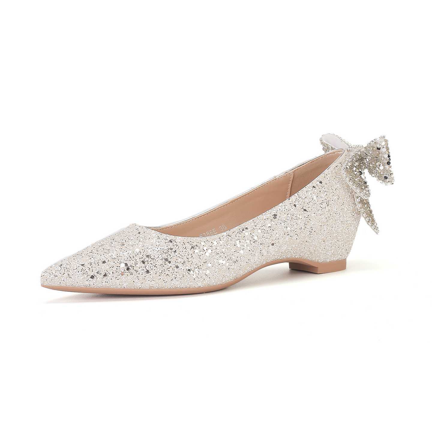 6388E-177 Internal Height Increase Sequin High Heels With Crystal Rhinestones Main Gauze Shoes Xiuhe Two-Way Bride_voghion.com