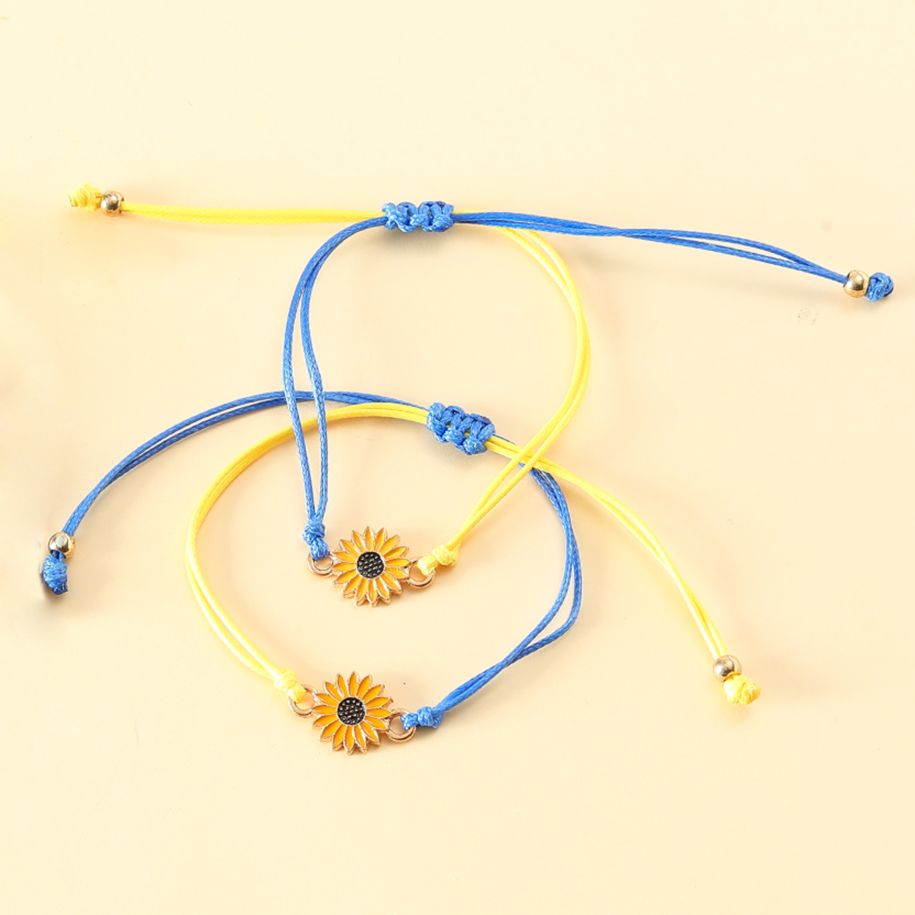 Fashion Jewelry Little Daisy Flag Ukraine World Peace Hand Weaving Bracelet Carrying Strap display picture 2