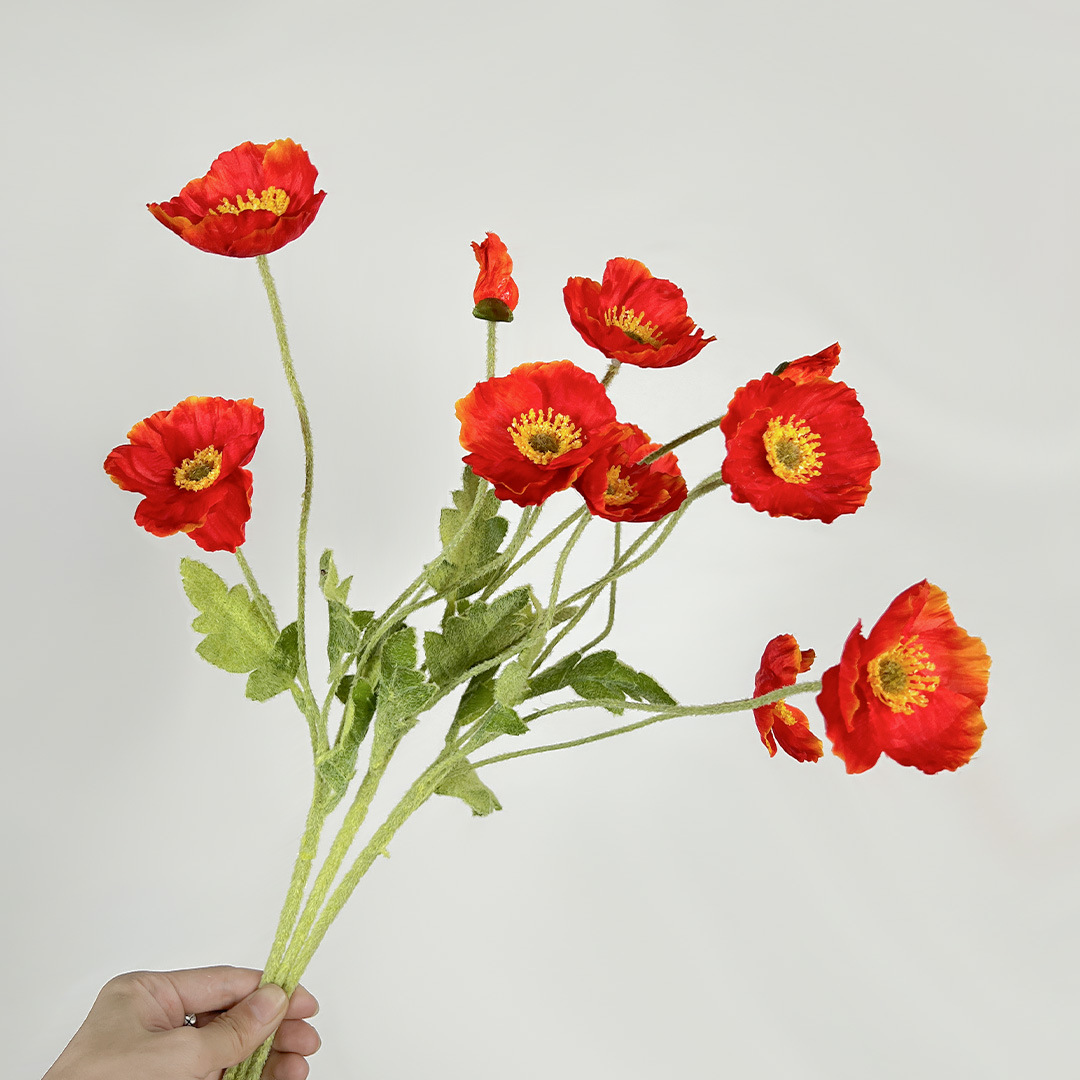오렌지/양귀비 4개/뭉쳐진 가지 1개