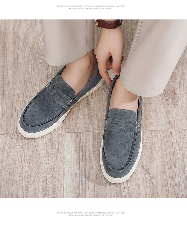 Suede Men's Board Shoes Are Comfortable And Breathable, One-pedal Loafers, Hand-stitched Thick-soled Versatile Shoes, And One Free Pinch Music._vogvips.com