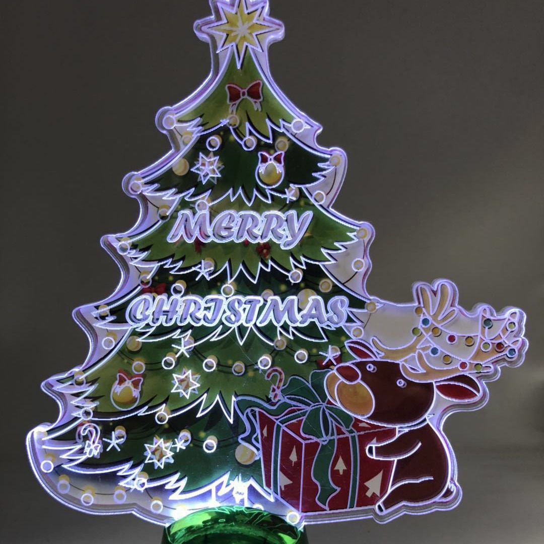 Acrílico 3D dinámico luz de noche intermitente alternativamente luz de noche suministros de ambiente festivo navideño muñeco de nieve luz de noche en stock