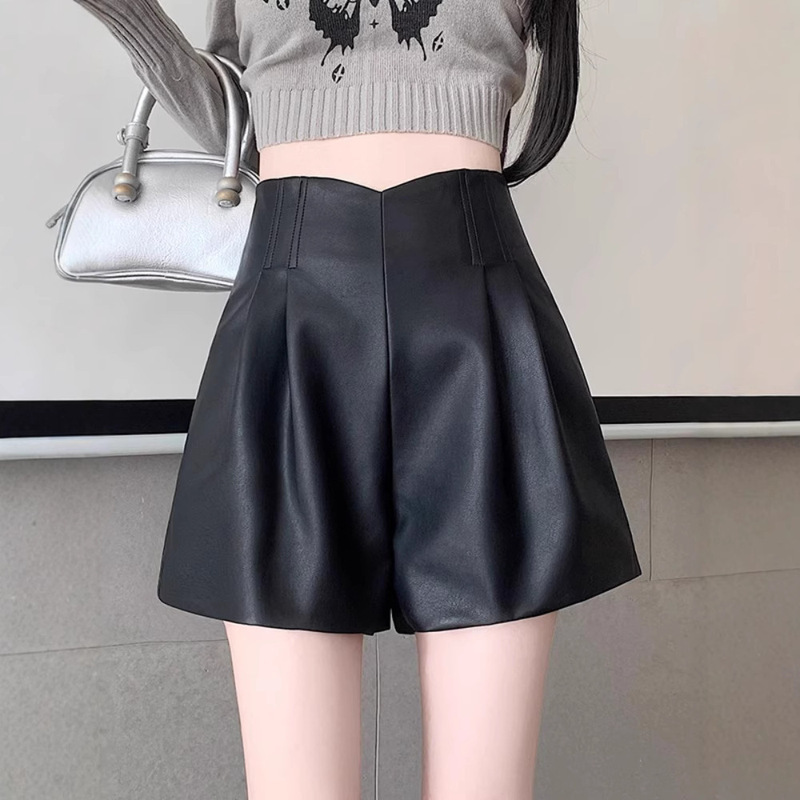 Brown Leather Shorts for Women Spring & Fall 2025 New High-Waisted A-Line Wide-Leg Pants for Small People to Wear Casual Boot Pants Brown Leather Shorts for Women Spring & Fall 2025 New High-Waisted A-Line Wide-Leg Pants for Small People to Wear Casual Boot Pants