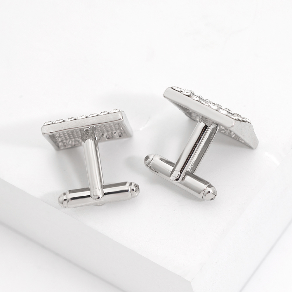 Europäische und amerikanische Herrenmanschettenknöpfe quadratischer Diamantkragenknopf modische französische Manschettenknöpfe Business-Anzug Kleidung Hemdzubehör_voghion.com