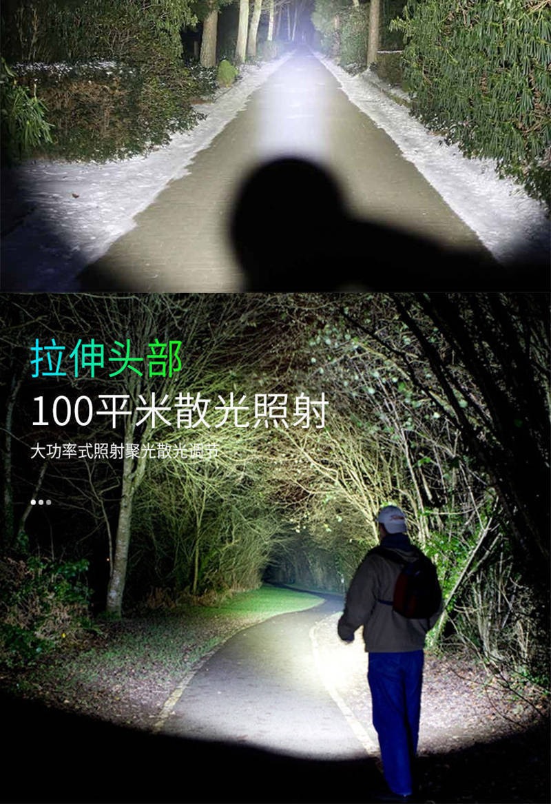 Outdoor Mini Bright Flashlight, Convenient and Multi-Functional Aluminum Alloy Zoom Led Light, Household Rechargeable Emergency Light