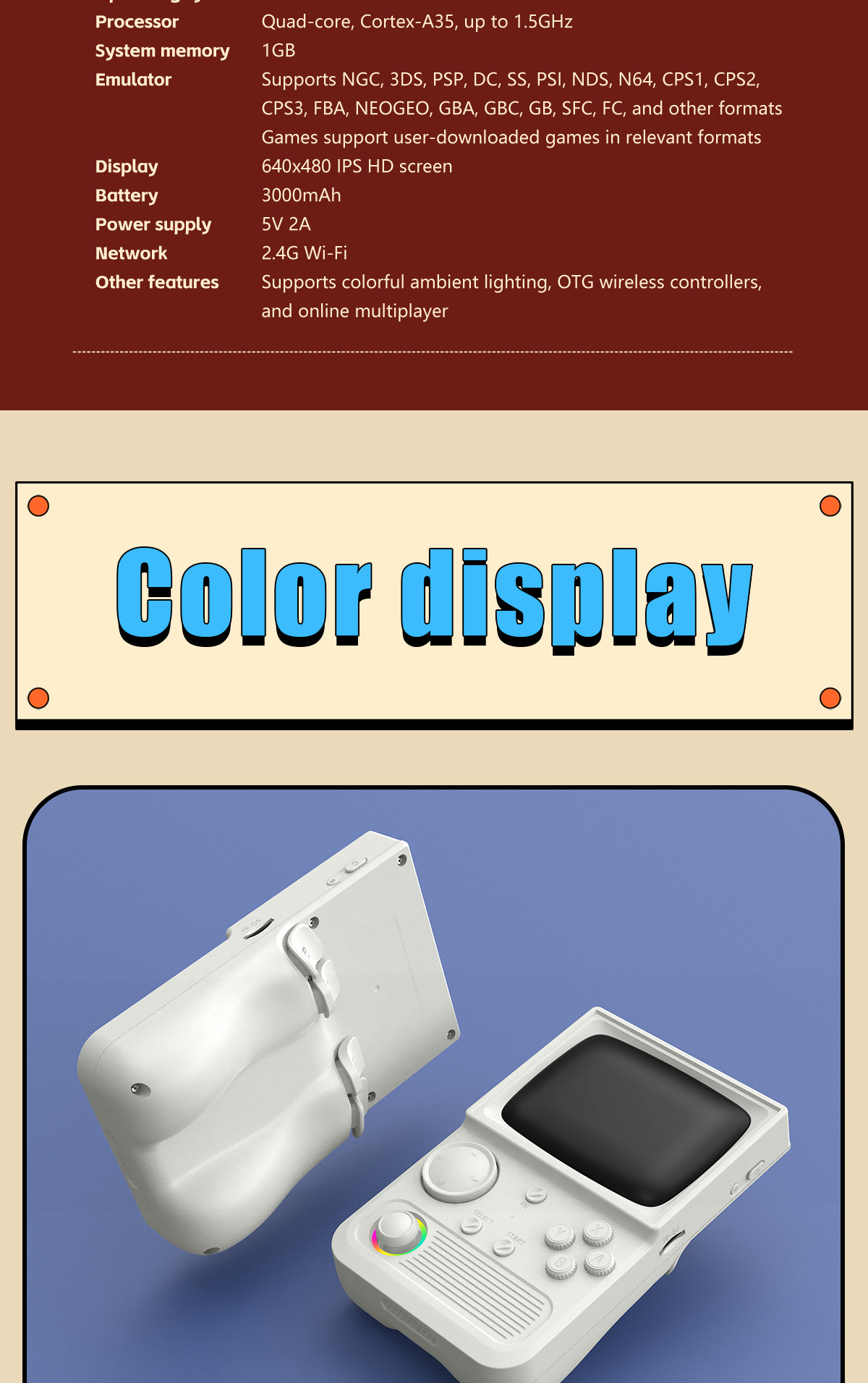 2025 Nuova console portatile R36T compatibile con WiFi, stile retrò arcade, per due giocatori online._voghion.com