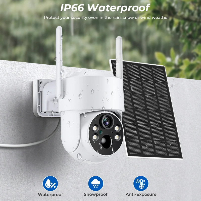 Solar-Powered Surveillance Camera with 360-Degree Coverage, Remote Monitoring Via Mobile Phone, Outdoor Waterproof Wifi High-Definition