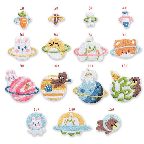 Cartoon Computer Embroidered Animal Planet Embroidered badge clothing accessories decorative patchwork DIY self-adhesive patch wholesale