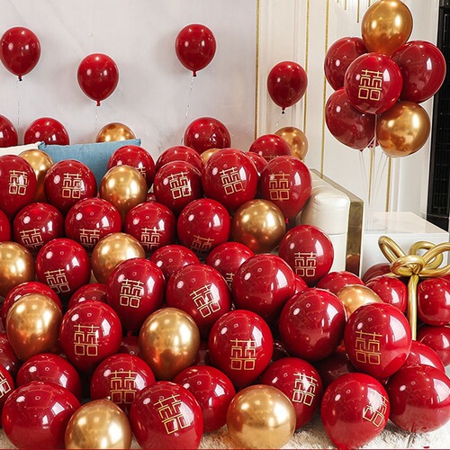 Wedding balloons, wedding room decoration supplies, wedding layout balloon packages, wedding thickened red latex balloons wholesale