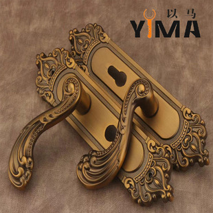 European Style Indoor Aluminum Alloy Bronze Crown Room Door Lock Bedroom Wooden Door Mechanical Handle Lock Silent Lock