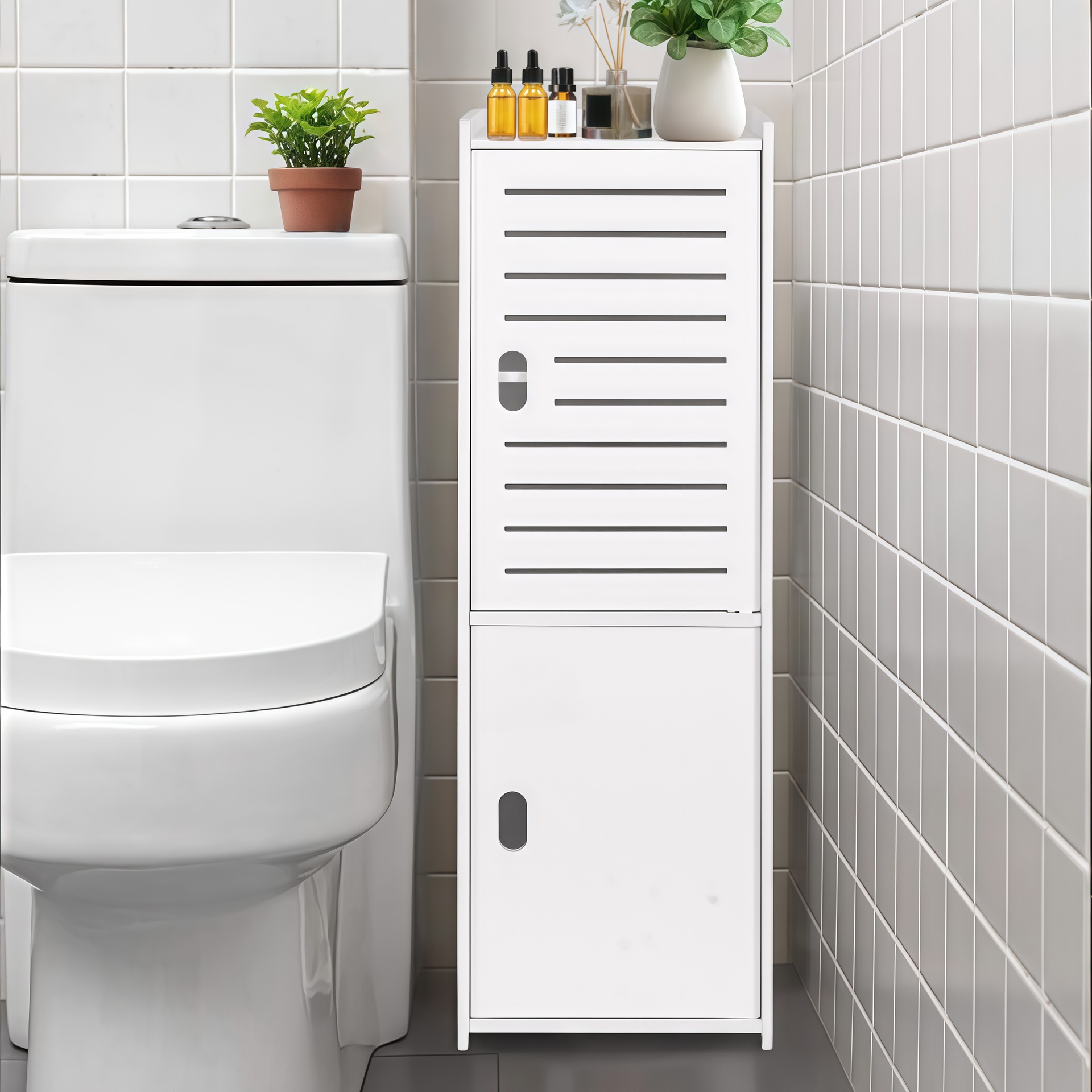 Armario de almacenamiento de baño, estante de almacenamiento con grietas, estante de almacenamiento de baño de gran capacidad, armario de almacenamiento de piso de baño