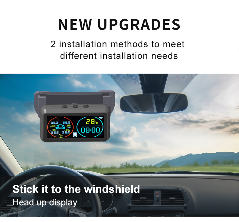 Cross-Border T14 Time and Temperature Display Large Screen Tire Pressure Monitor Built-In External Car Universal Wireless Solar