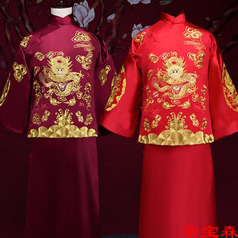 Xiu clothing Groom Chinese style Wedding dress Dragon and gown Tang costume men's wear Xiu man marry Men's