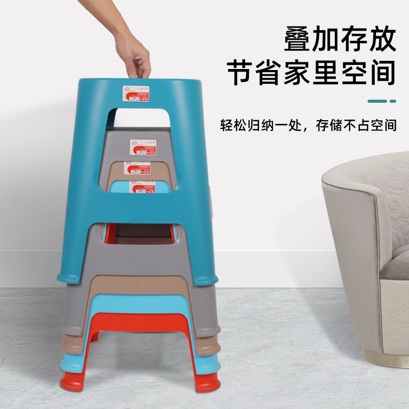 Guangdong Pearl River Brand Plastic Stool, Simple and Casual Square Stool for Living Room, Dining Chair, Home Table Stool, Adult Shoe Changing Stool