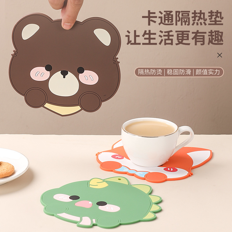 Cute cartoon animal thermal insulation pad for household anti-slip…