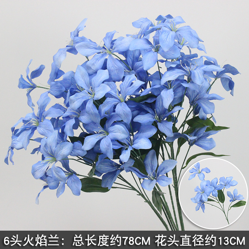 10本の青い色のシミュレーションの花の室内の絹の花の結婚祝いの装飾の花の生け花は造花の天井の花の路の花を並べます。|undefined