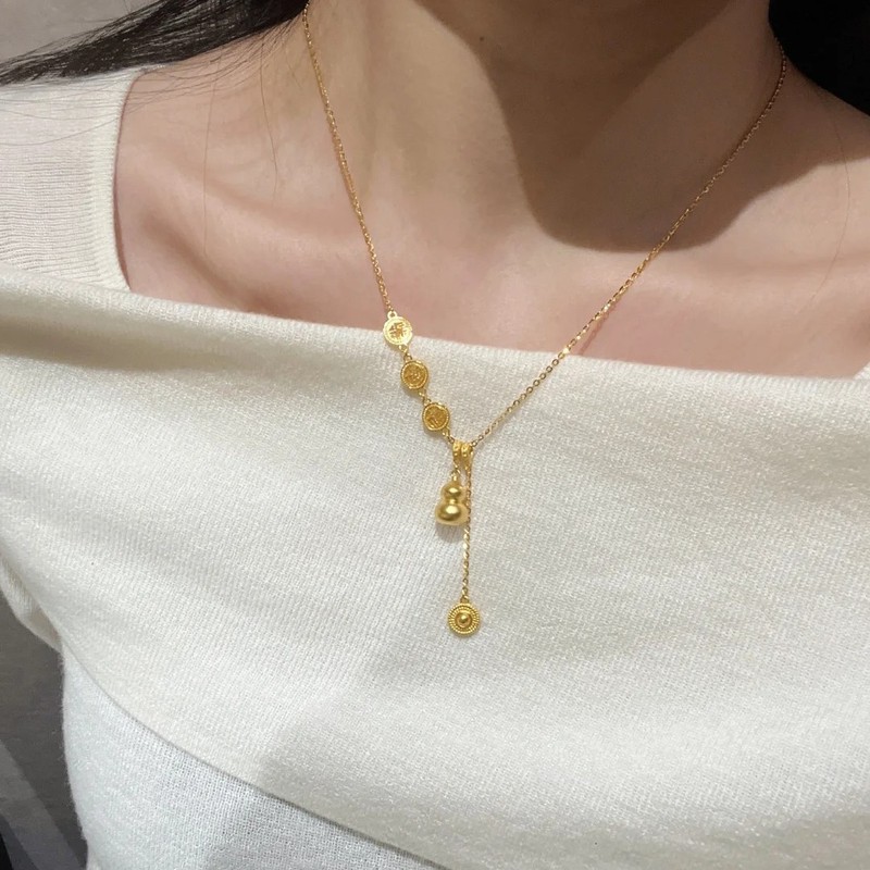 赤い本の新型の新しい中国式の金色のヒョウタンのネックレスは軽くて豪華です。|undefined