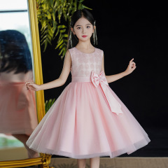 女童連衣裙夏季兒童禮服花童公主裙洋氣蓬蓬裙童裝女孩紗裙演出服