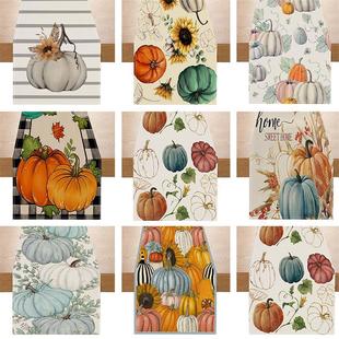 Thanksgiving pumpkin linen table runner outdoor dinner decorative tablecloth home fabric living room cabinet tablecloth mat wholesale