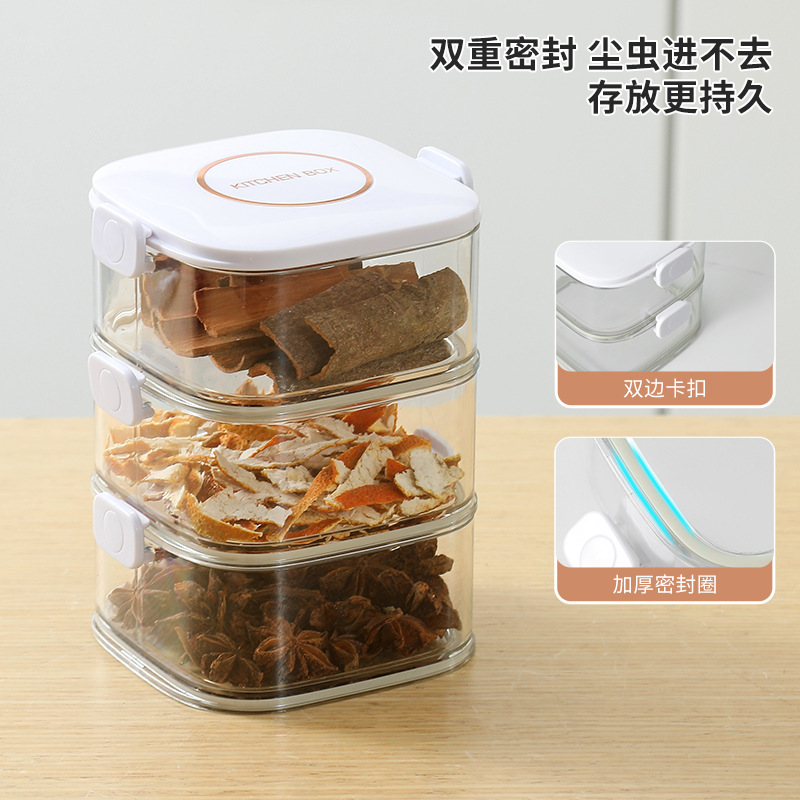Caja de almacenamiento de especias, caja de preservación de la cocina, condimento de cocina, tanque de sellado, caja de distribución de ingredientes pequeños de grado alimenticio, tanque de sellado