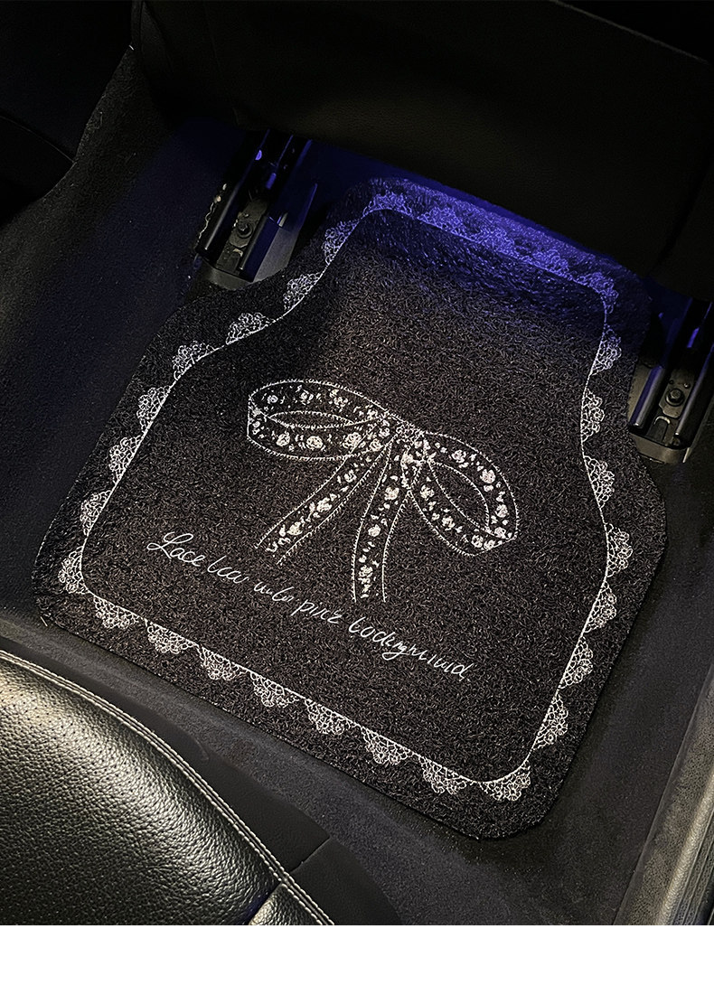 Bowknot Car Wire Loop Floor Mats, Cartoon Cute Car Foot Mats, Universal Style, Dirt-Resistant and Wear-Resistant Car Interior Foot Mats