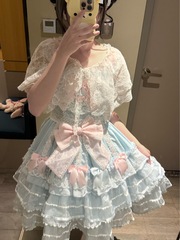 ~原创设计Lolita洋装甜美jsk披肩洛丽塔蕾丝开衫遮手臂肉披肩开衫