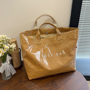 Tote Bag Retro Dupont Letter Casual Versatile Handbag Normcore Transparent Simple Work Clothing Large Capacity Bag for Women