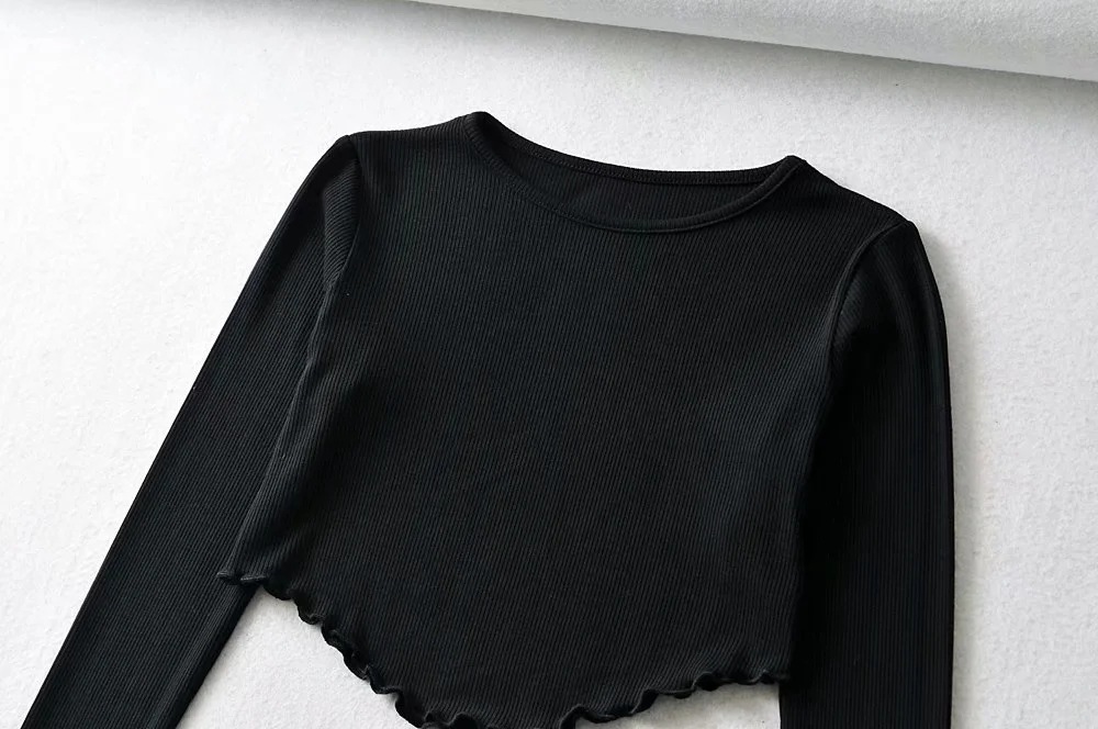   long-sleeved solid color long-sleeved top T-shirt NSHS24203