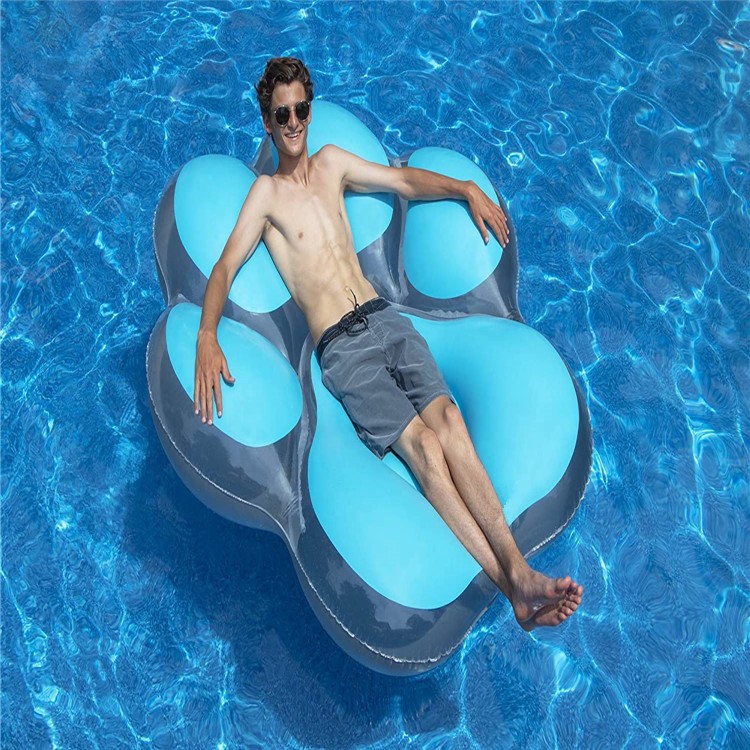 Factory Customized New Inflatable Dog Paw Floating Pool Lounge Chair Thickeneded Pvc Water Dog Paw Game Floating Bed