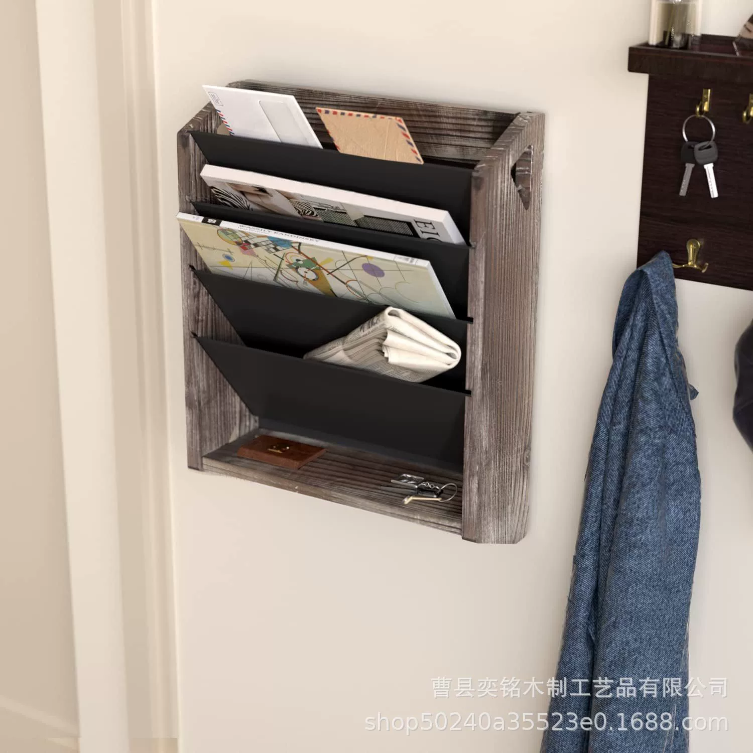 Деревянная настенная стойка для хранения писем Журнал Газетная стойка для хранения офисных документов